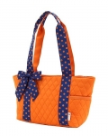 Quilted Solid End Pockets Tote Bag