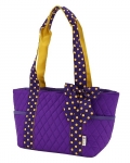 Quilted Solid End Pockets Tote Bag